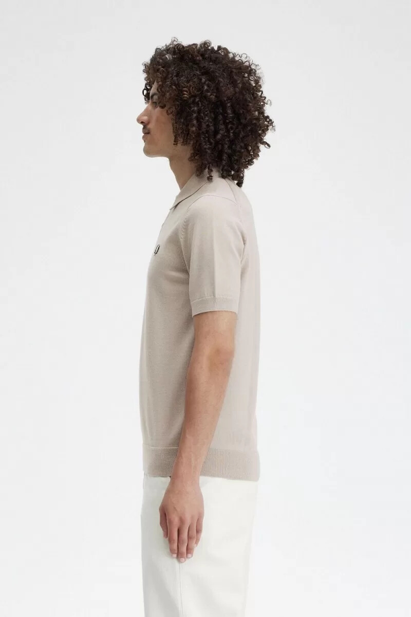 fred perry klassisches strickhemd für herren dunkelbraun