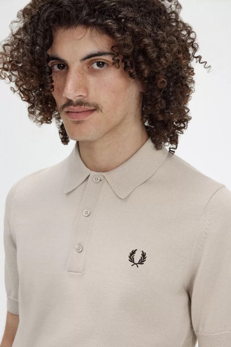 fred perry klassisches strickhemd für herren dunkelbraun