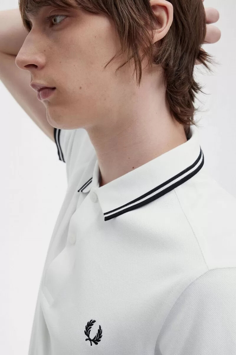 fred perry m3600 herrenhemd weiß schwarz