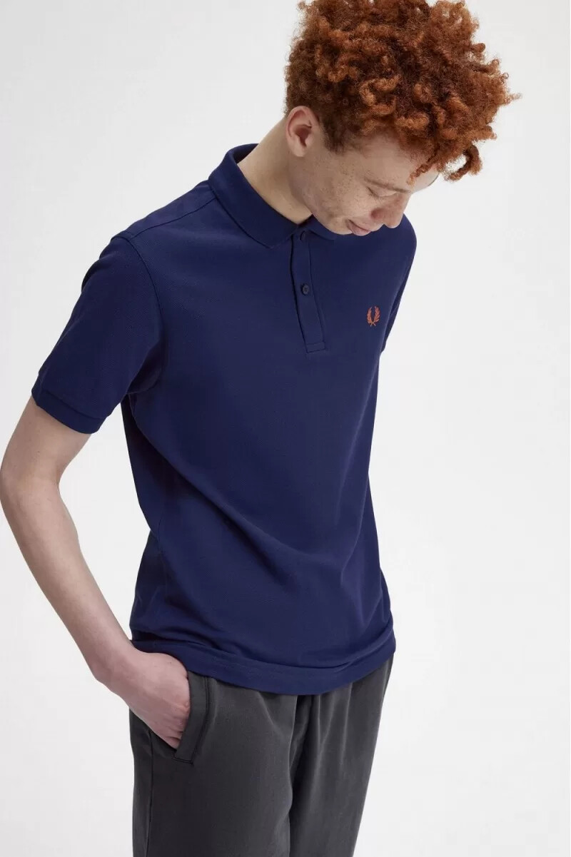 fred perry m6000 herrenhemd französischblau whiskybraun