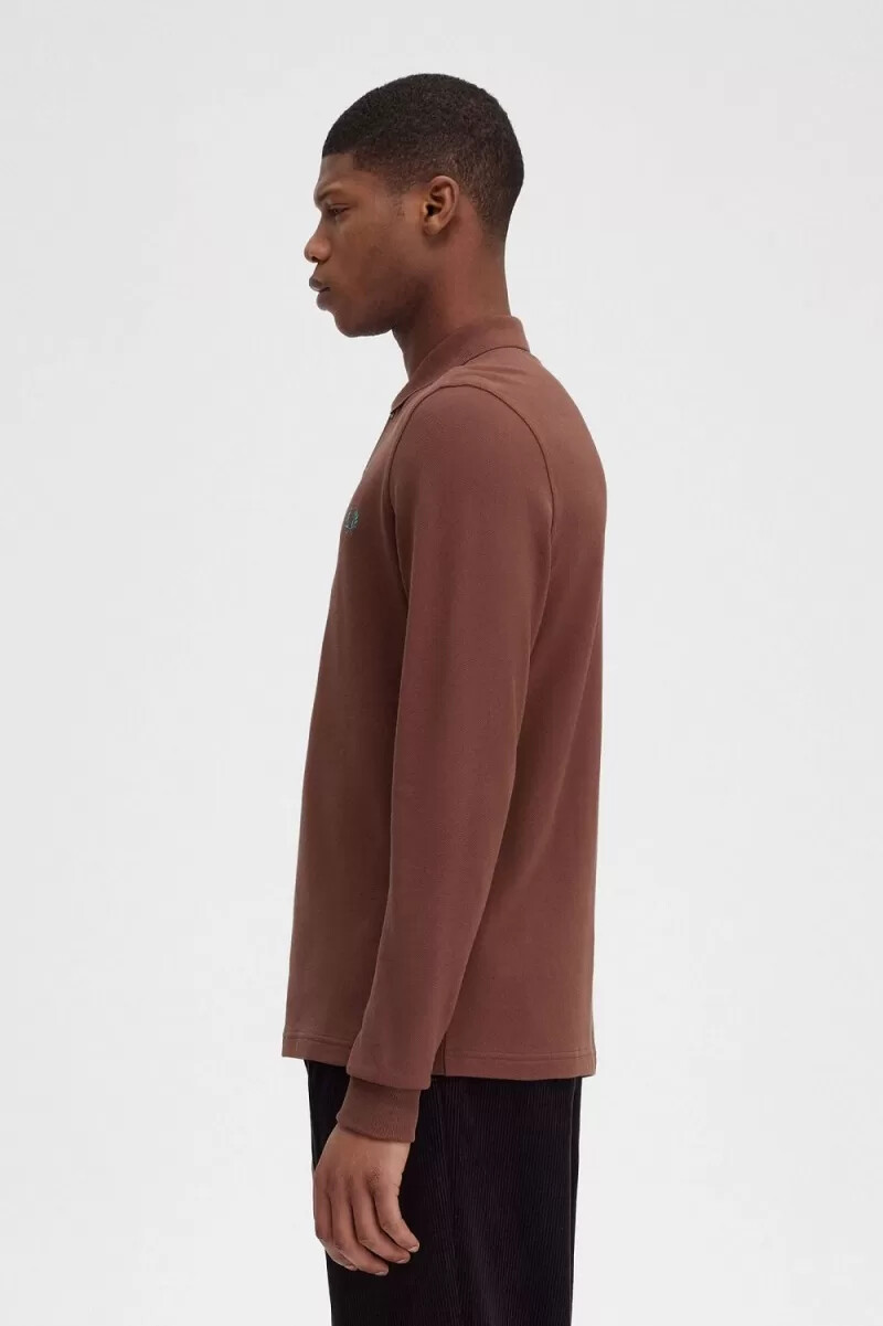 fred perry m6006 herrenhemd whiskybraun tiefmint