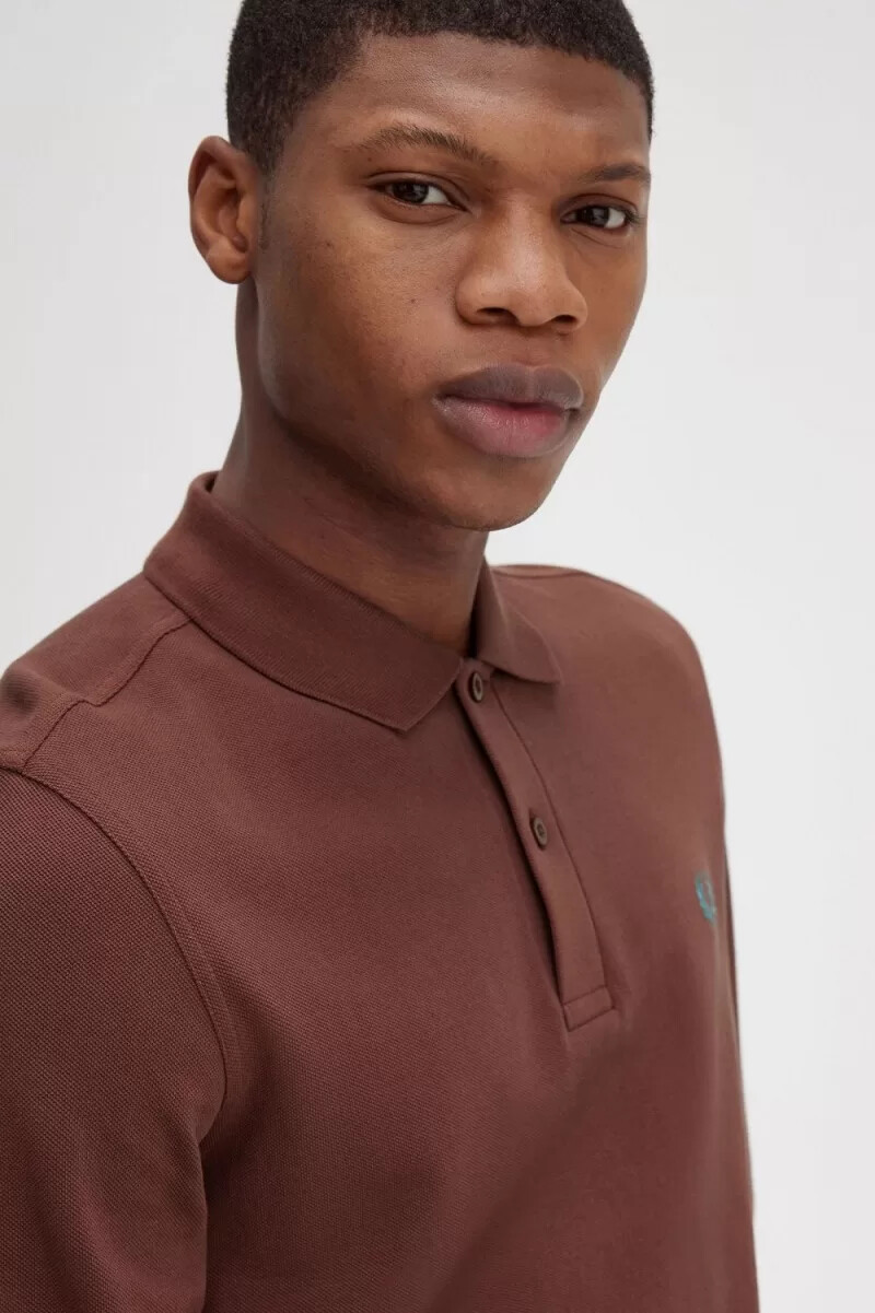 fred perry m6006 herrenhemd whiskybraun tiefmint