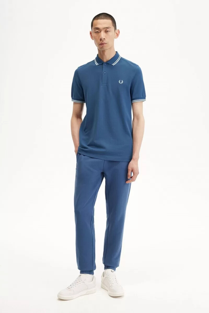 fred perry m3600 herrenhemd mitternachtsblau beige hellblau