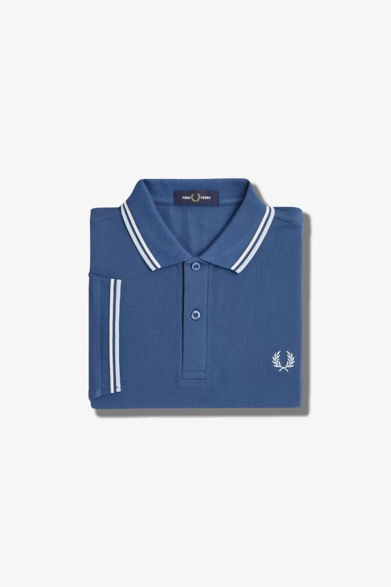 fred perry m3600 herrenhemd mitternachtsblau beige hellblau