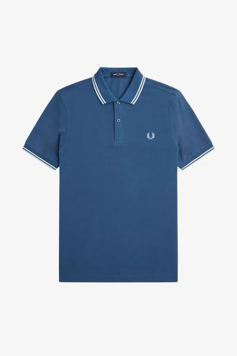 fred perry m3600 herrenhemd mitternachtsblau beige hellblau