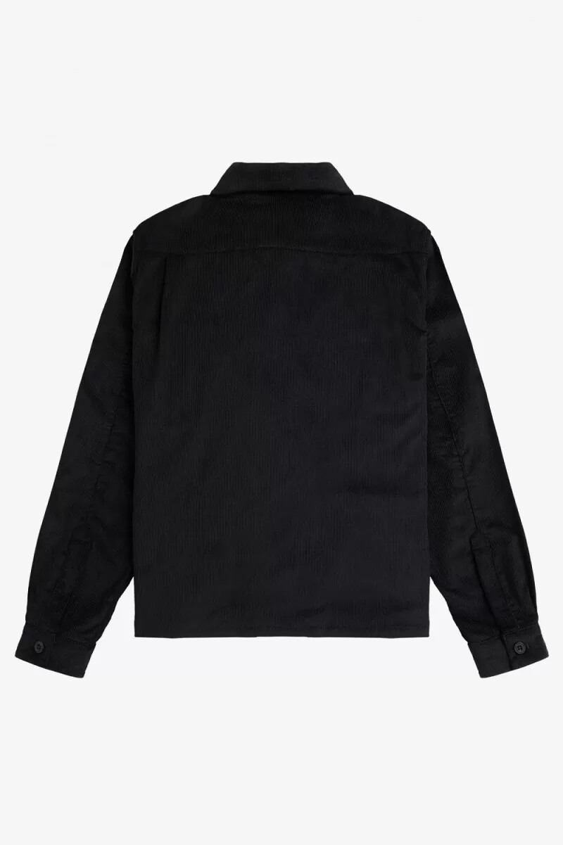 fred perry herrenhemd aus needlecord schwarz