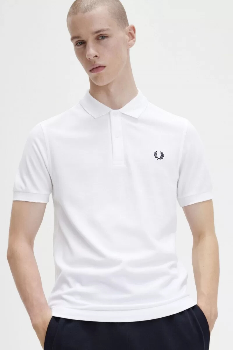 fred perry m6000 herrenhemd weiß marineblau