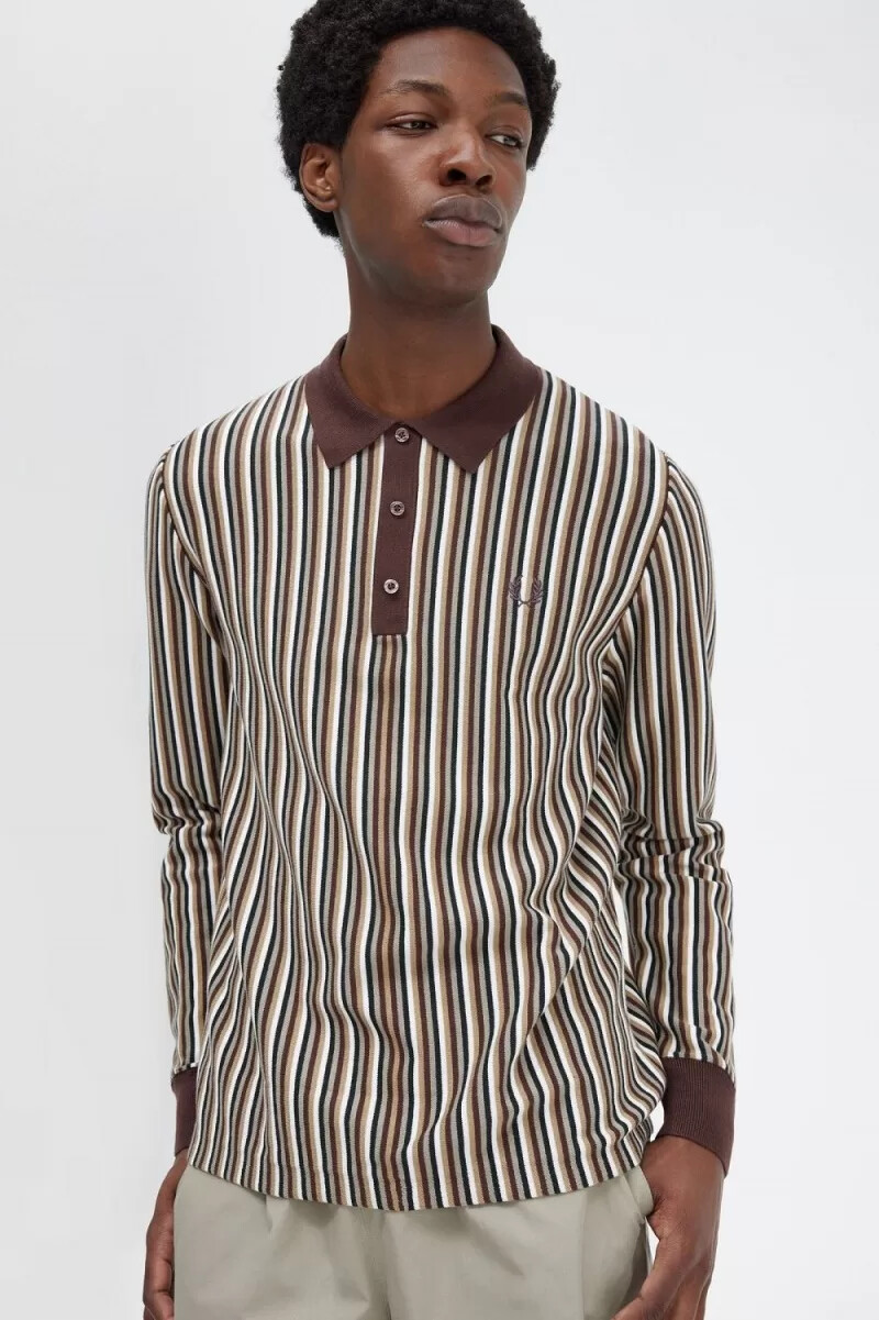 fred perry herrenhemd mit feinen streifen dunkelrot
