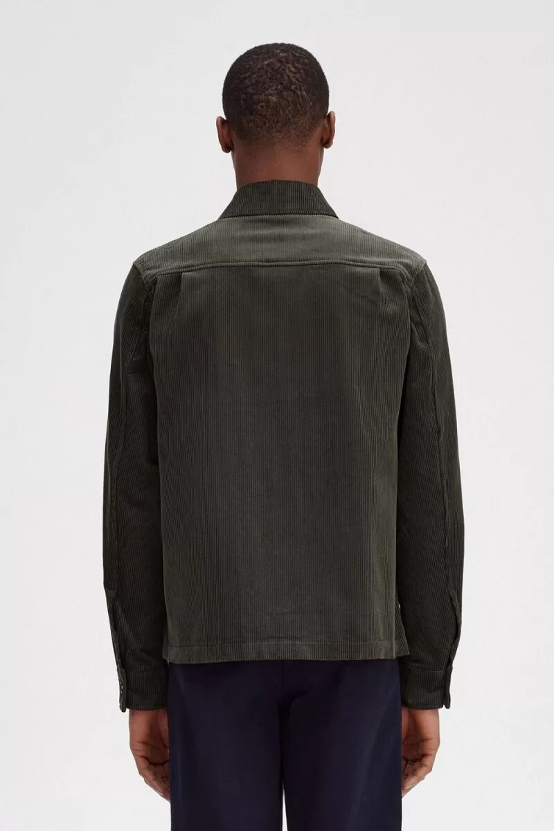 fred perry cord herrenhemd feldgrün
