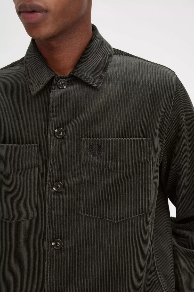 fred perry cord herrenhemd feldgrün