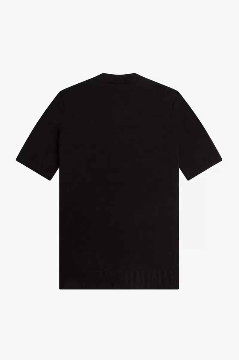 fred perry waffelpiqué-henley-herrenhemd schwarz