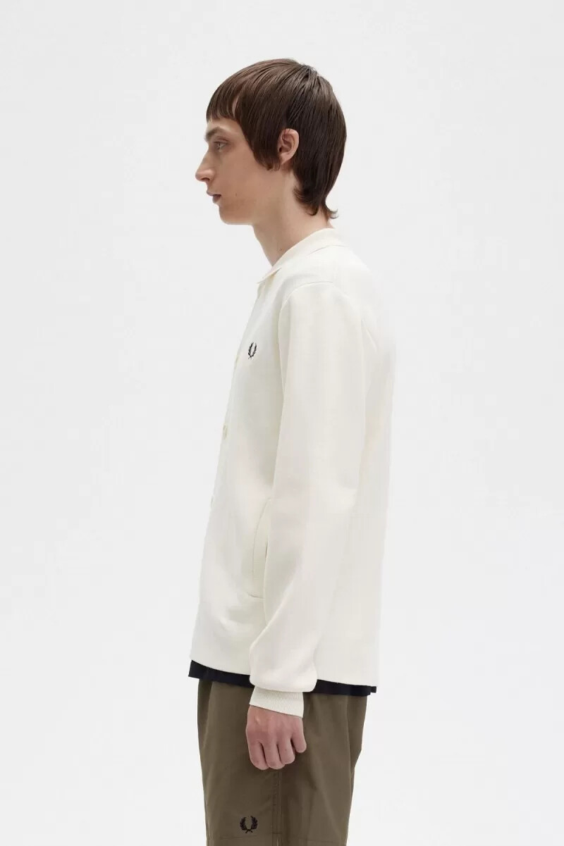 fred perry herrenhemd mit knopfleiste beige