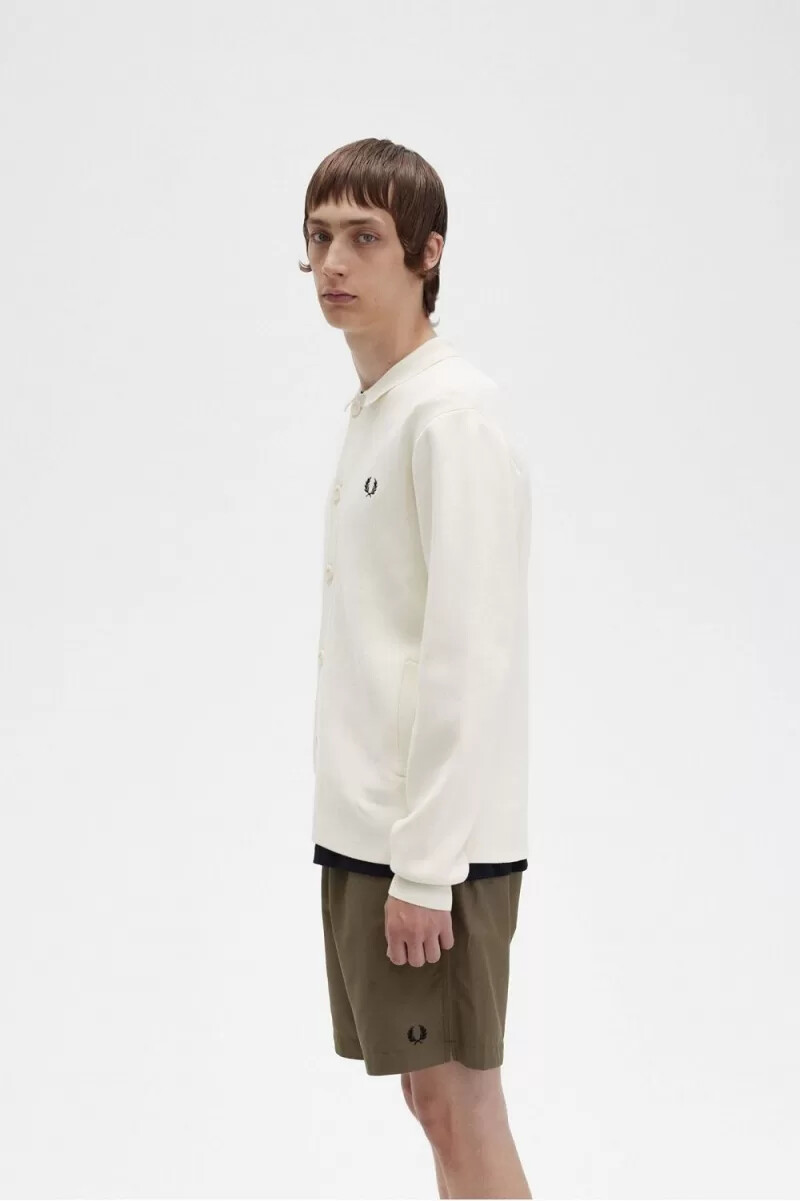 fred perry herrenhemd mit knopfleiste beige