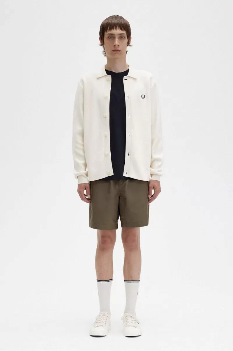 fred perry herrenhemd mit knopfleiste beige