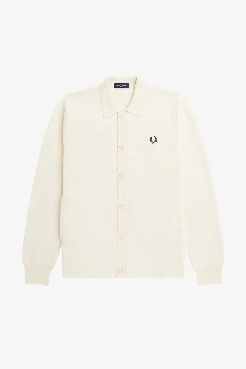 fred perry herrenhemd mit knopfleiste beige
