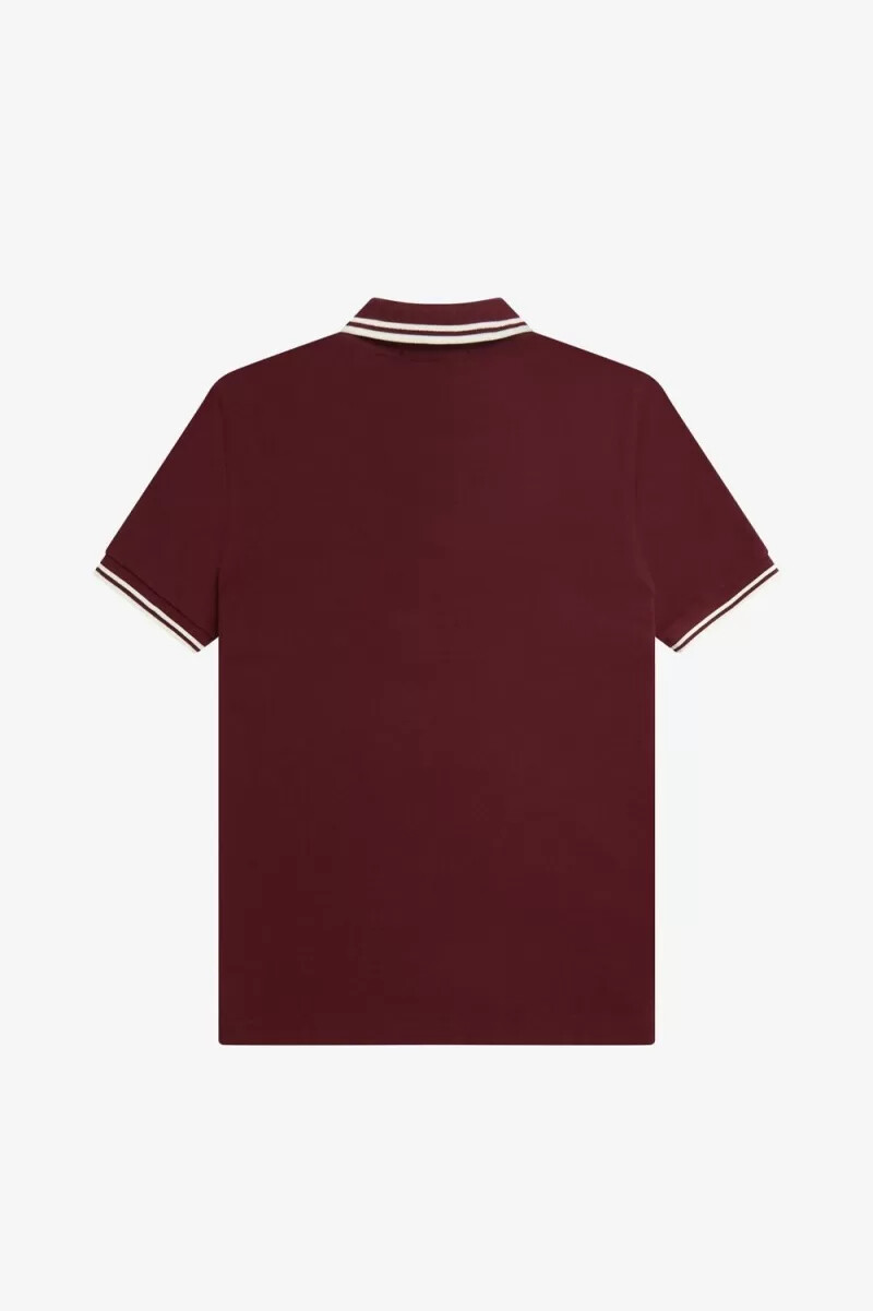 fred perry m3600 herrenhemd oxblood beige