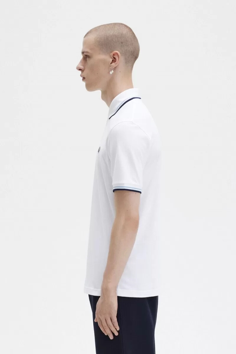 fred perry m12 herrenhemd weiß aqua marineblau