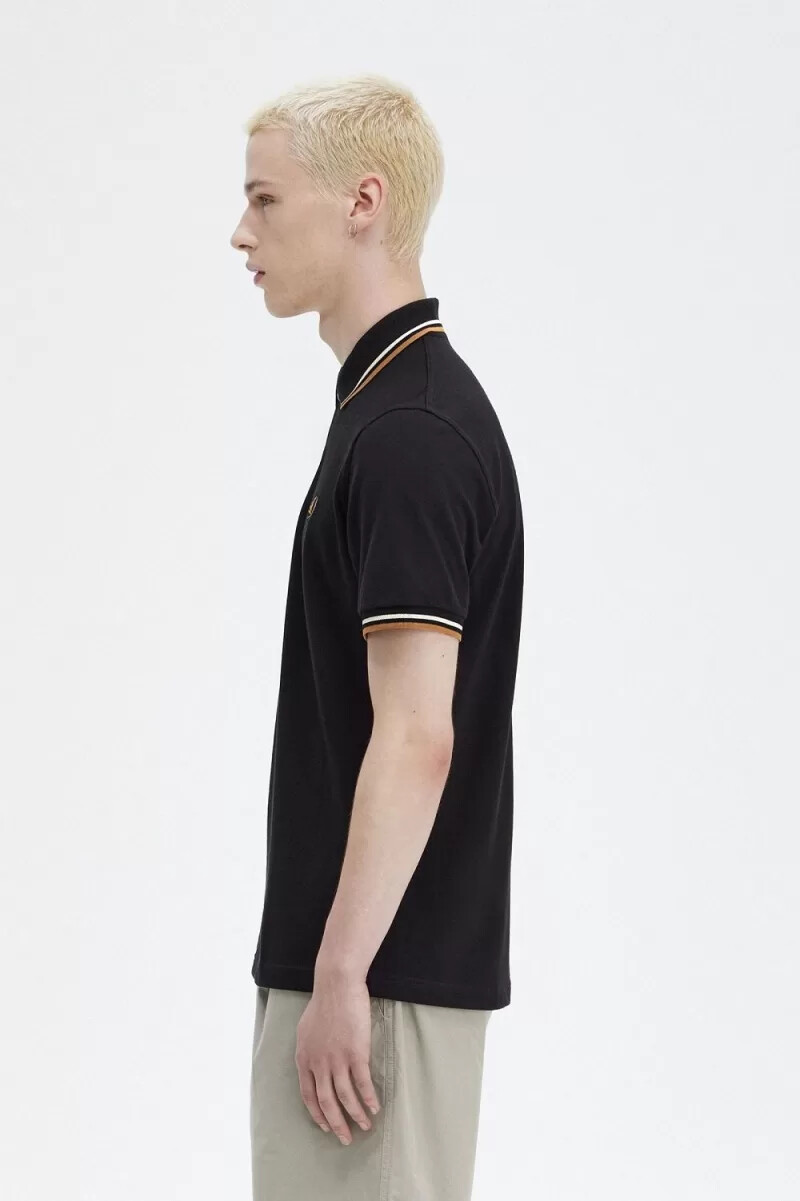 fred perry m12 herrenhemd schwarz haferflocken dunkelbraun