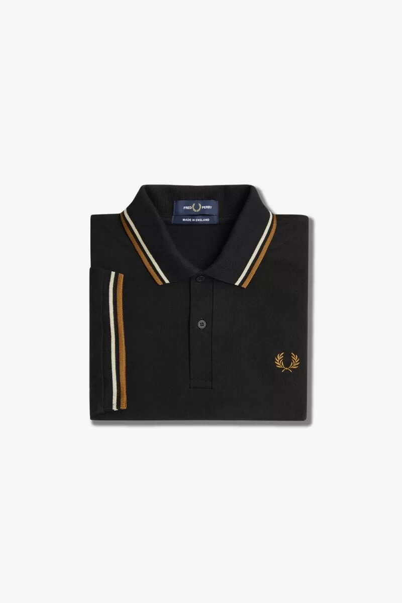fred perry m12 herrenhemd schwarz haferflocken dunkelbraun