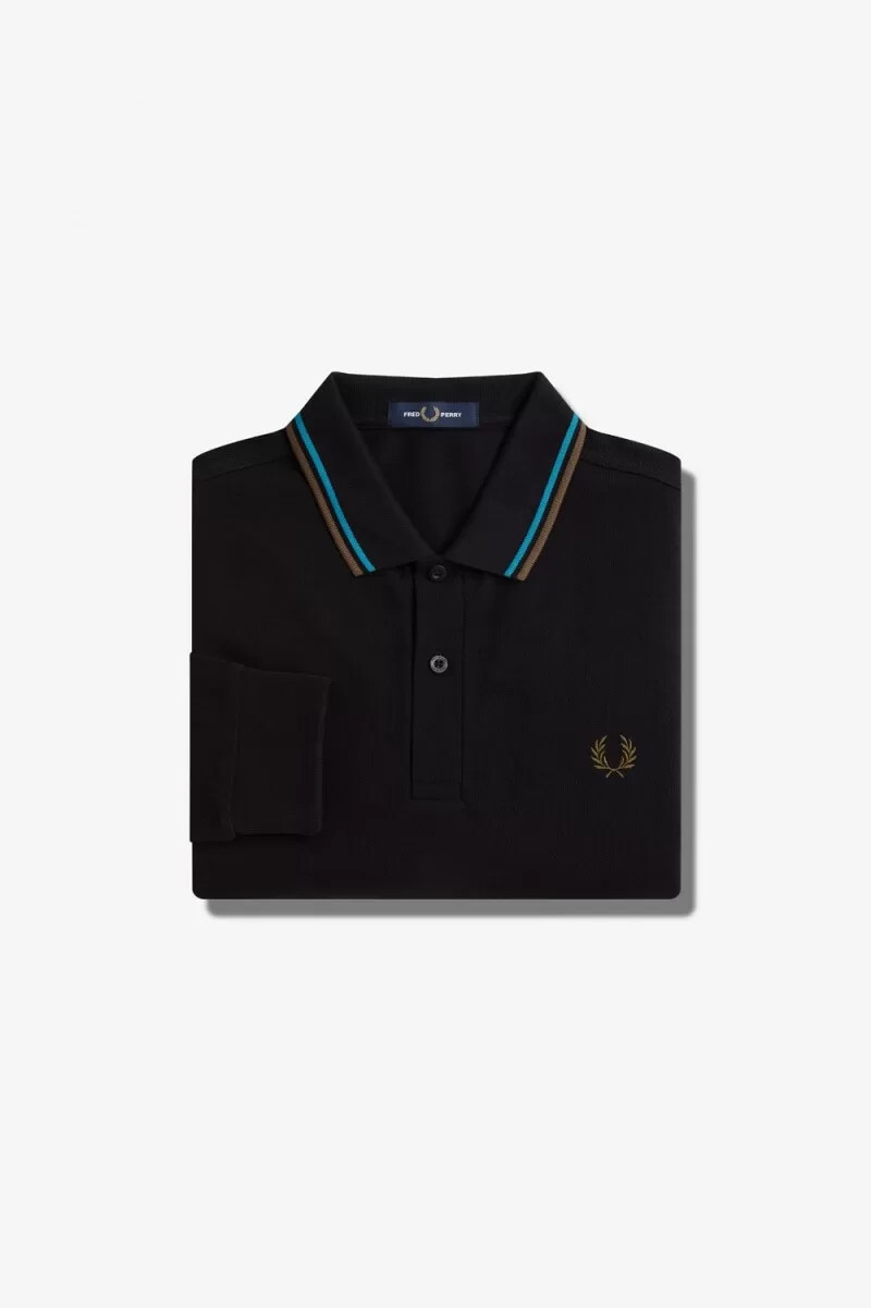 fred perry m3636 herrenhemd schwarz cyberblau uniformgrün