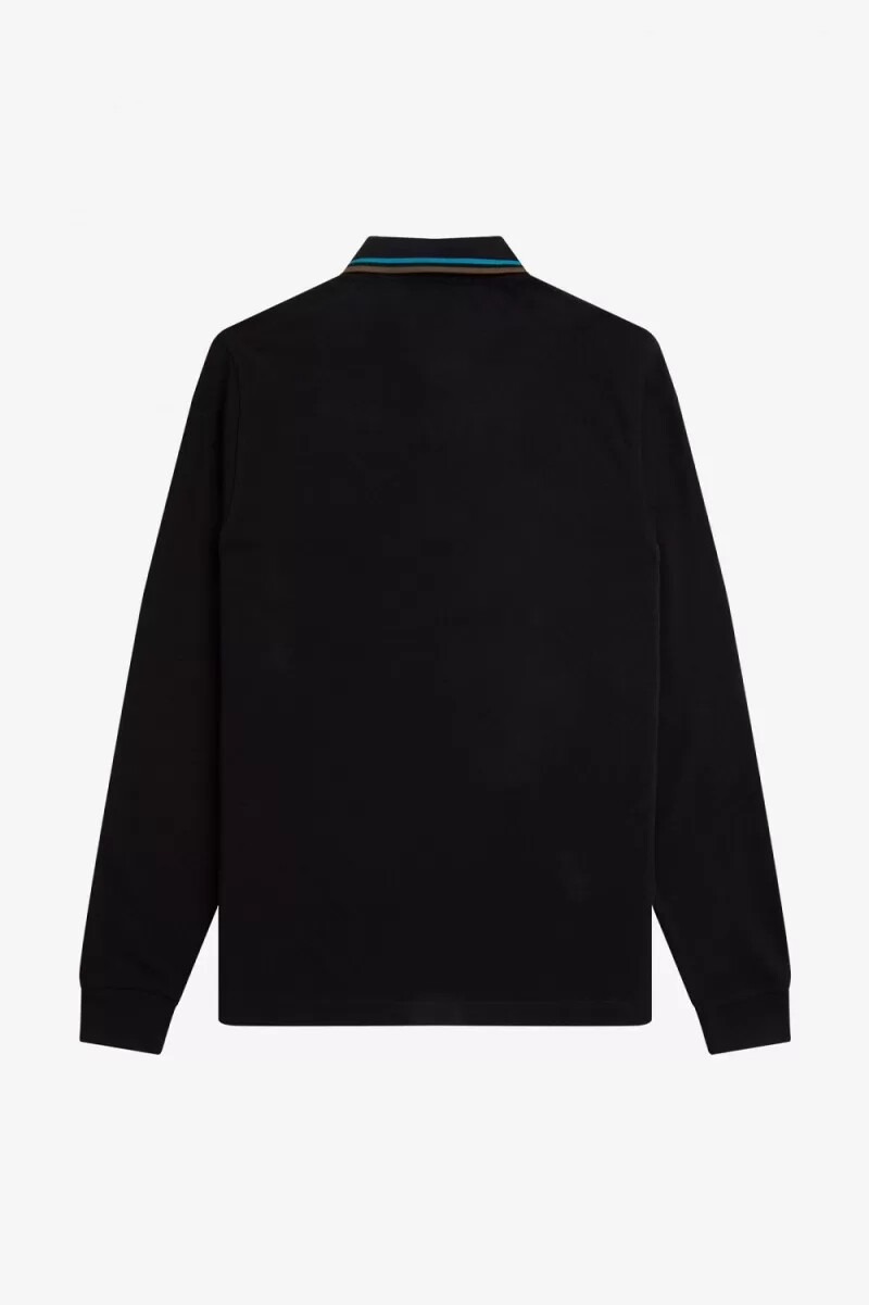 fred perry m3636 herrenhemd schwarz cyberblau uniformgrün
