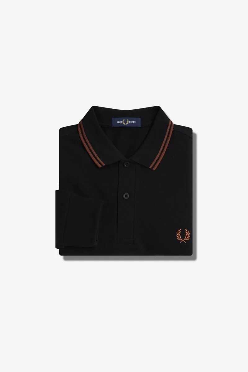 fred perry m3636 herrenhemd schwarz whisky braun