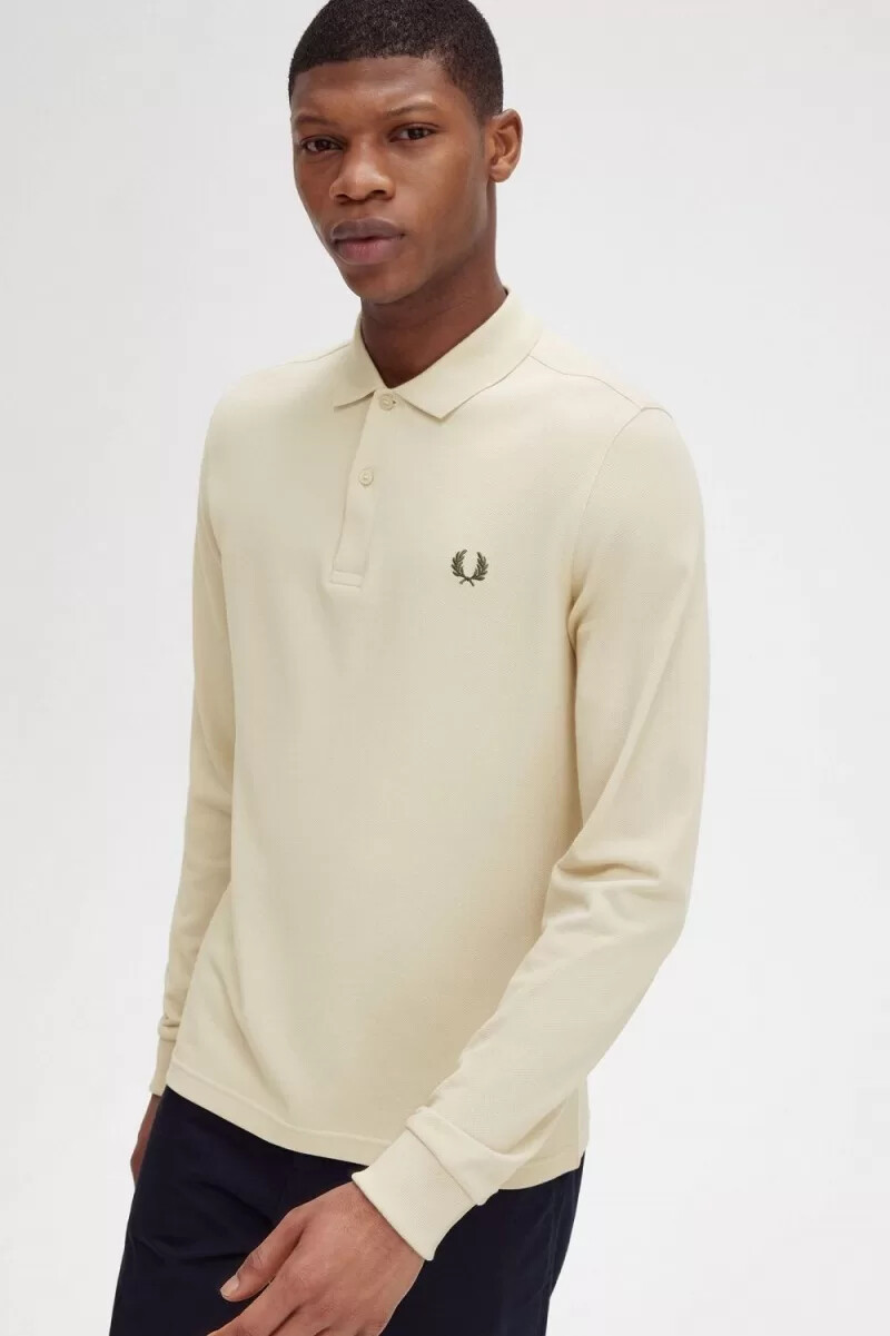 fred perry m6006 herrenhemd haferflockengrün