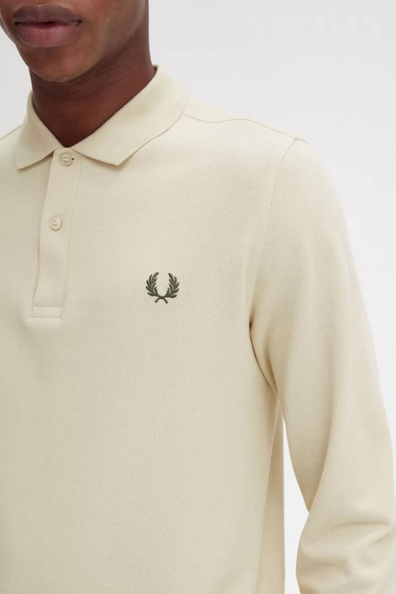 fred perry m6006 herrenhemd haferflockengrün