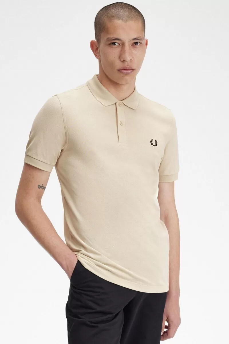 fred perry m6000 herrenhemd haferflockenfarben schwarz