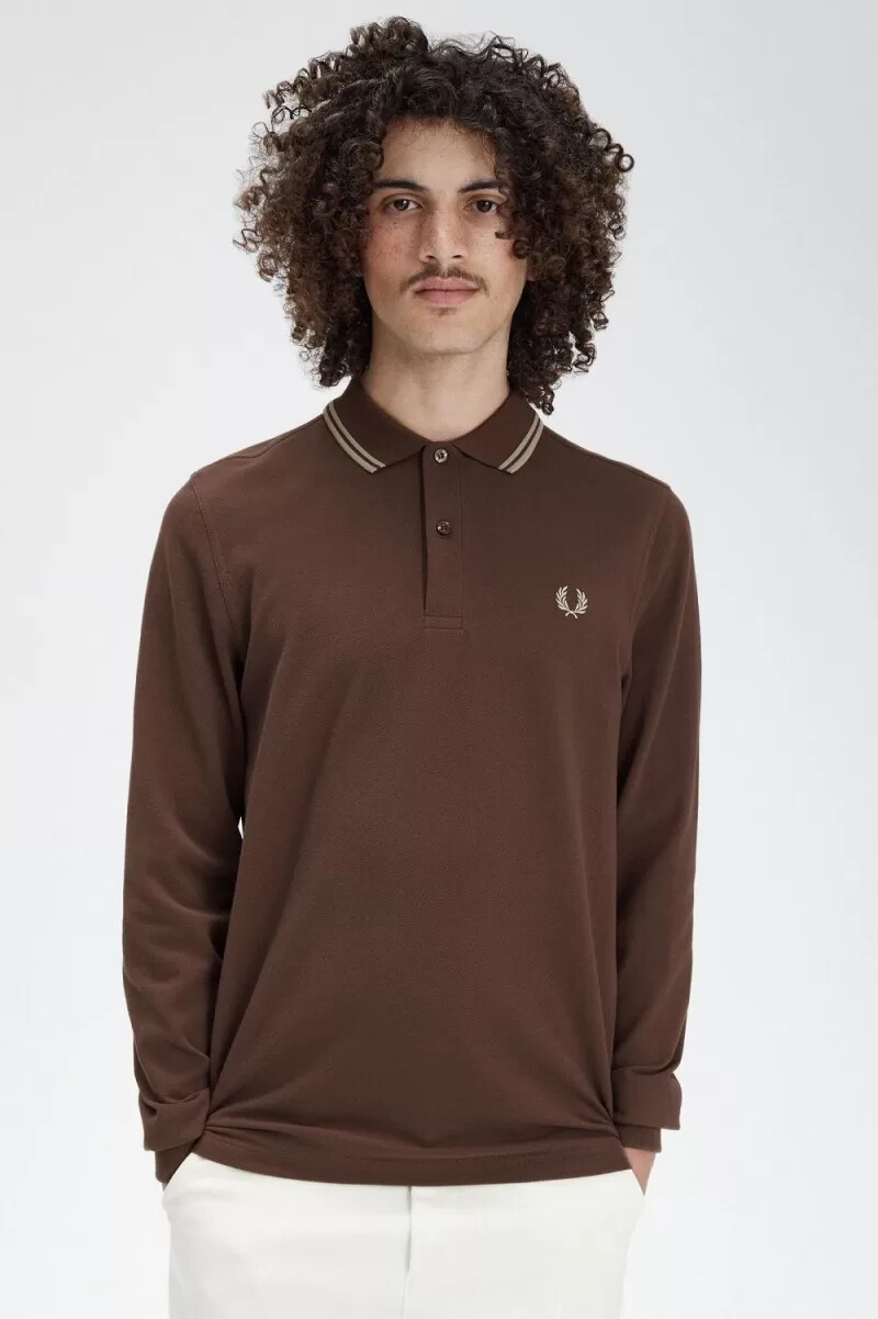 fred perry m3636 herrenhemd dunkelrot warmgrau