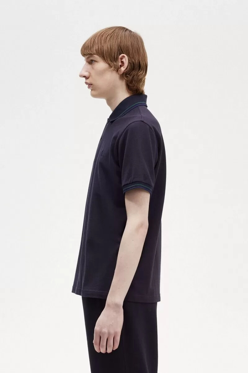 fred perry m12 herrenhemd marineblau petrolblau französischblau