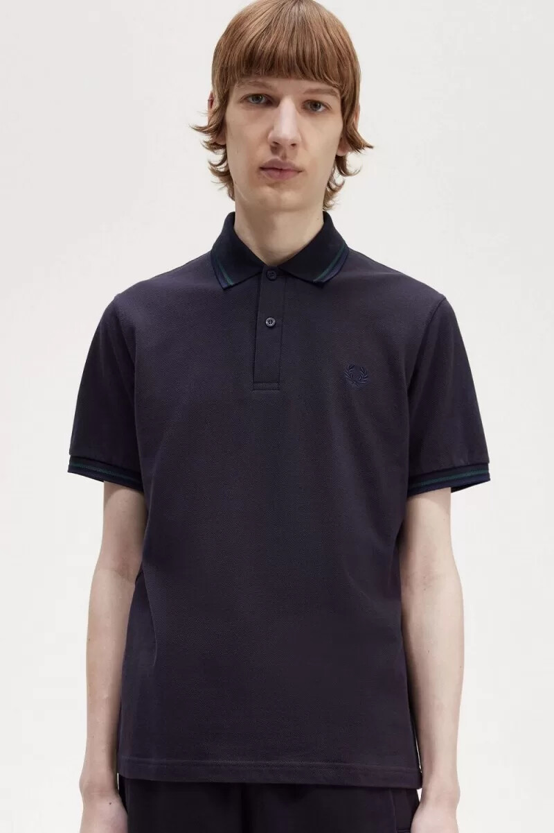 fred perry m12 herrenhemd marineblau petrolblau französischblau
