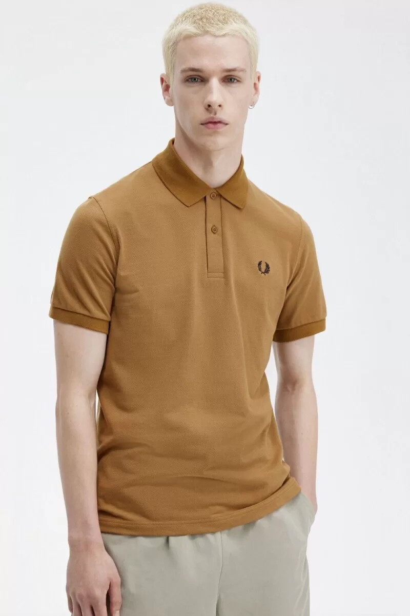 fred perry m3 herrenhemd dunkelbraun marineblau