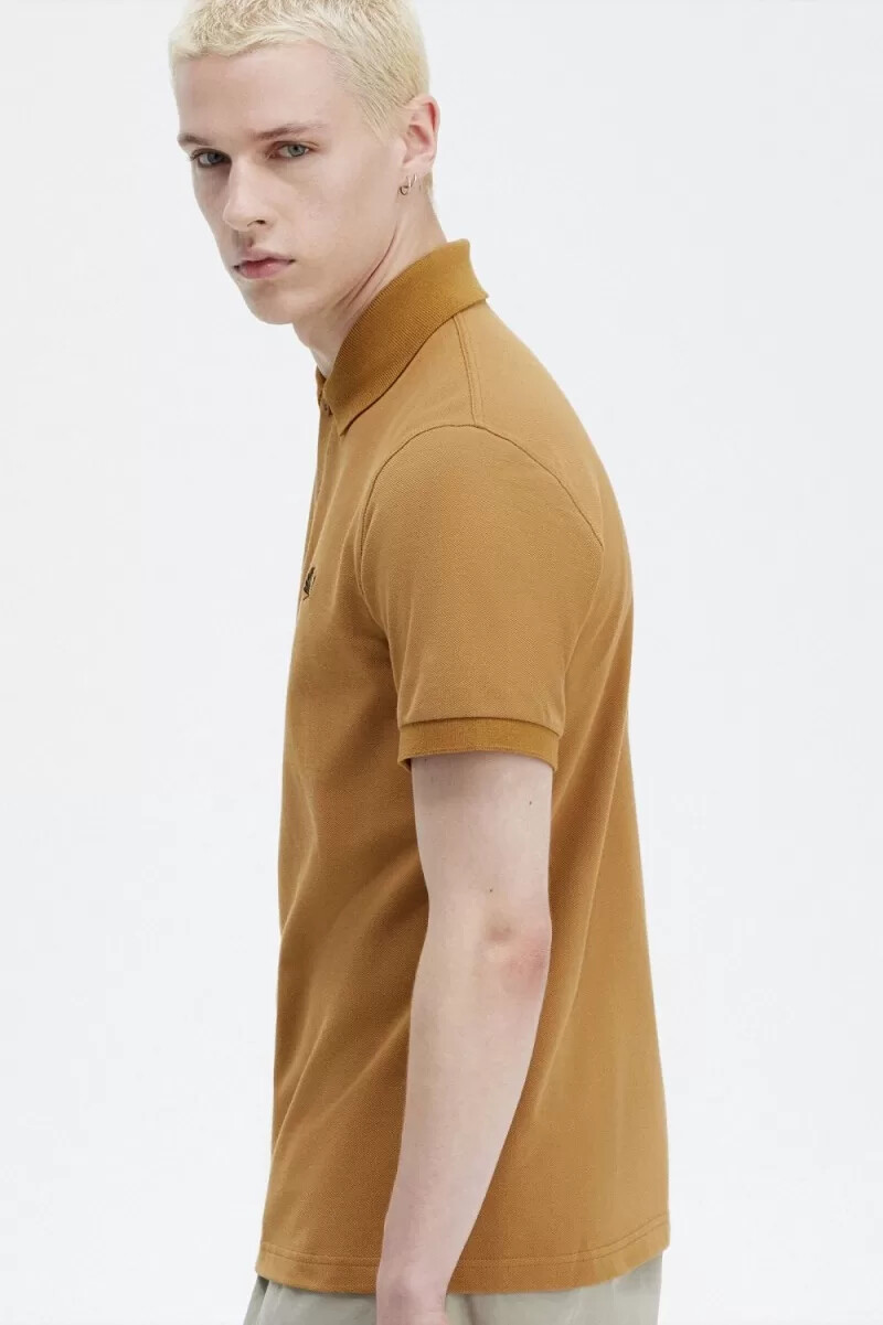 fred perry m3 herrenhemd dunkelbraun marineblau