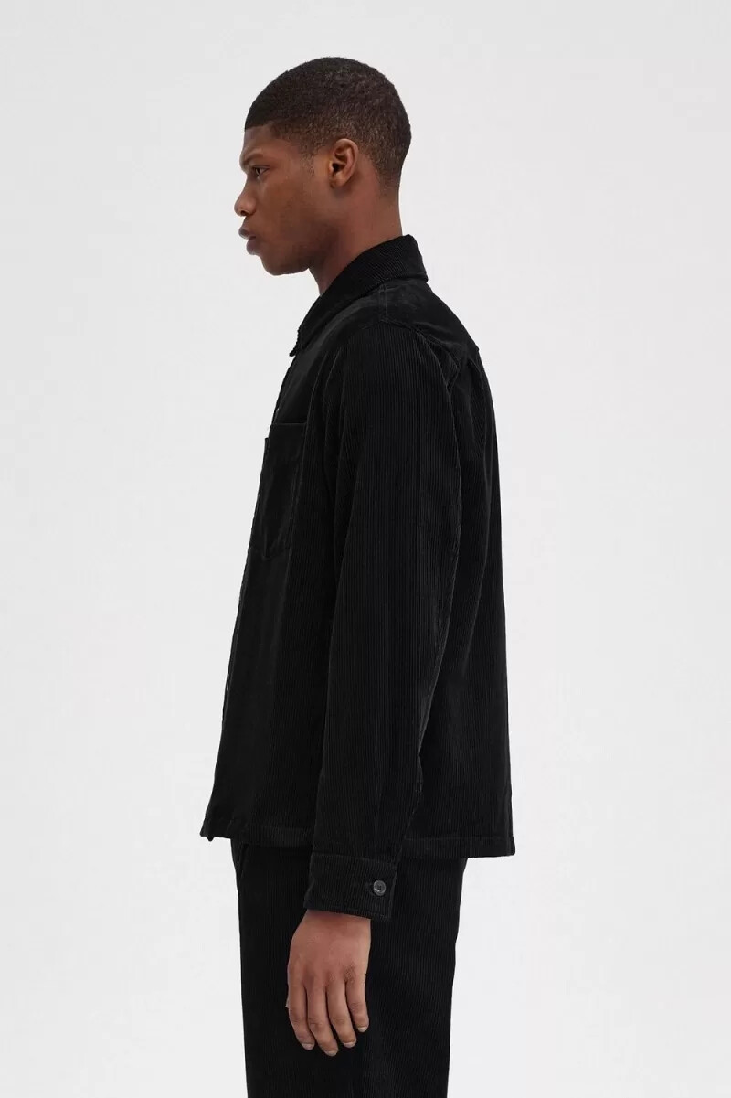 fred perry cordhemd für herren schwarz