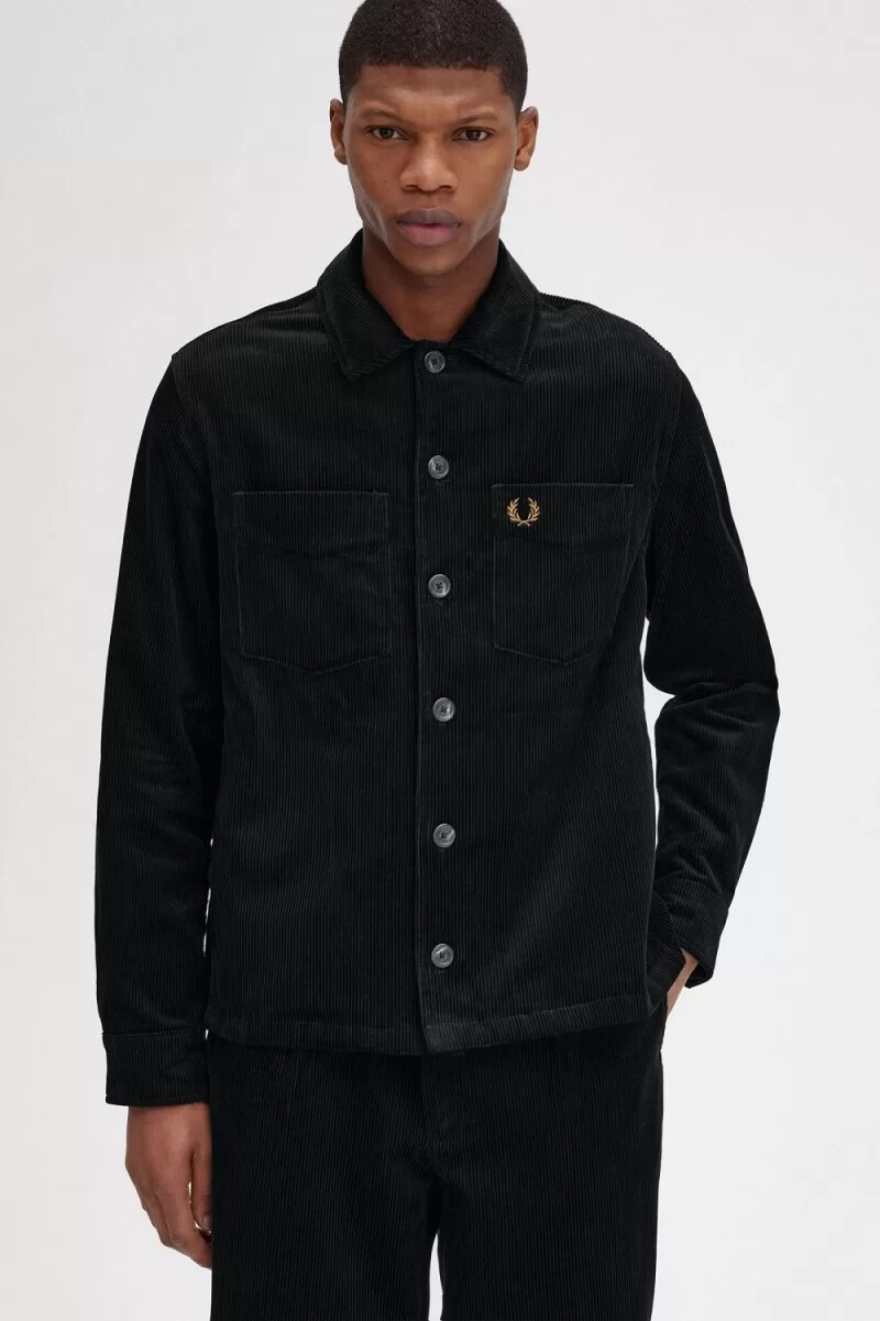 fred perry cordhemd für herren schwarz