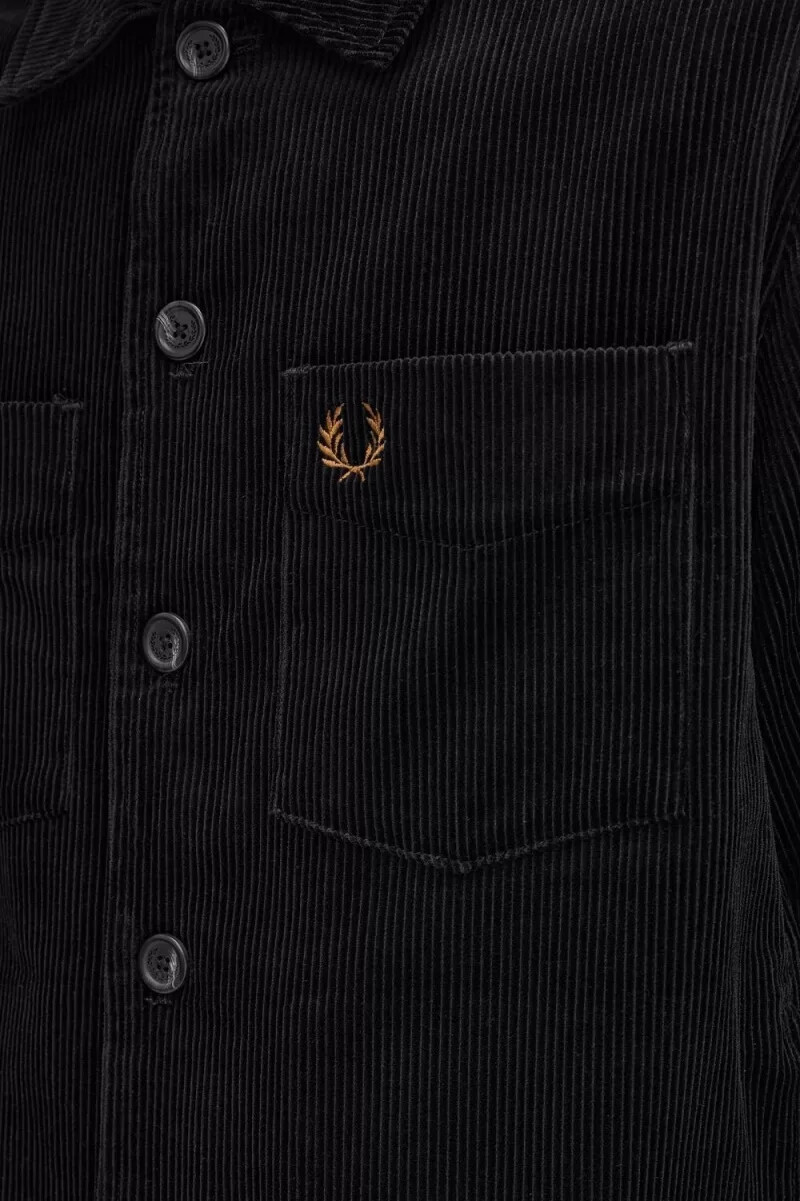 fred perry cordhemd für herren schwarz