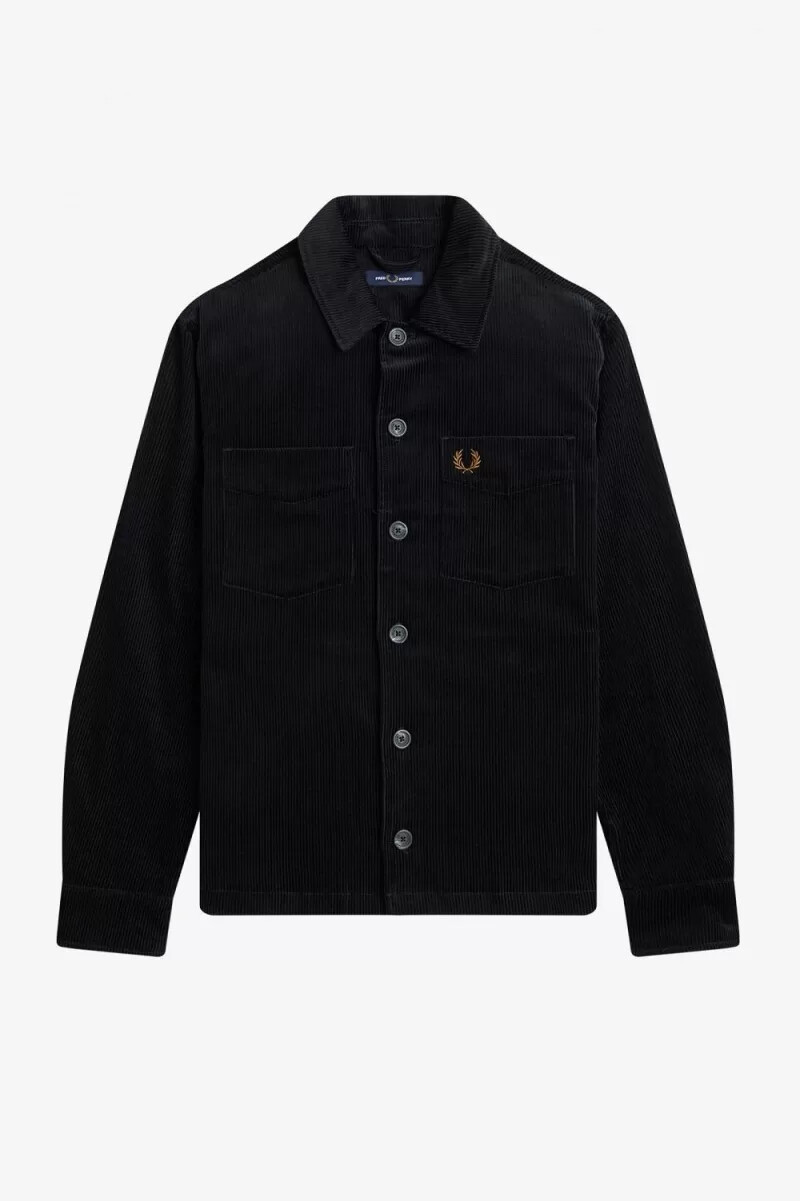 fred perry cordhemd für herren schwarz