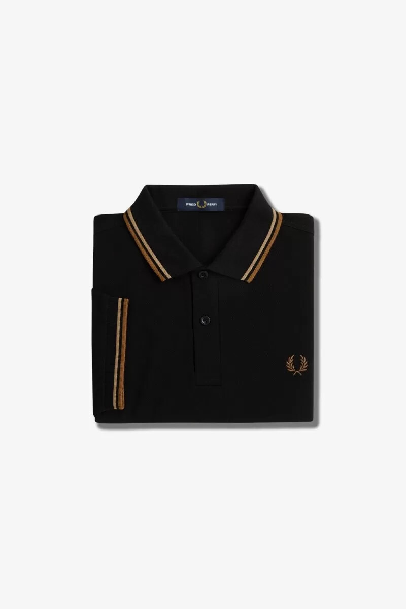 fred perry m3600 herrenhemd schwarz grün braun