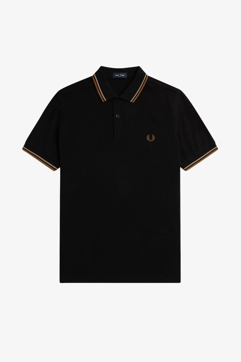 fred perry m3600 herrenhemd schwarz grün braun