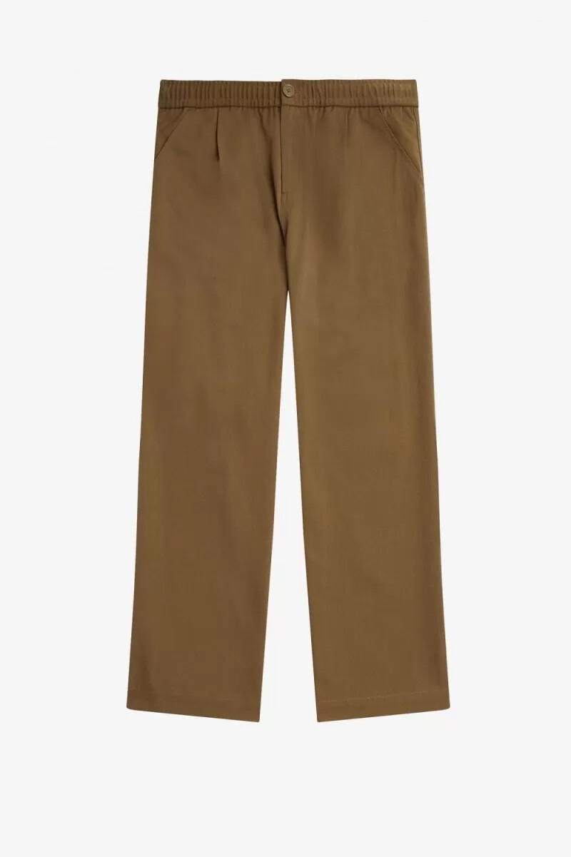 fred perry herrenhose mit weitem bein und kordelzug braun