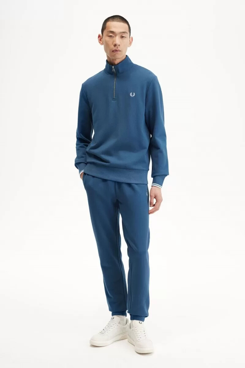 fred perry loopback sweat herrenhose mitternachtsblau hellblau