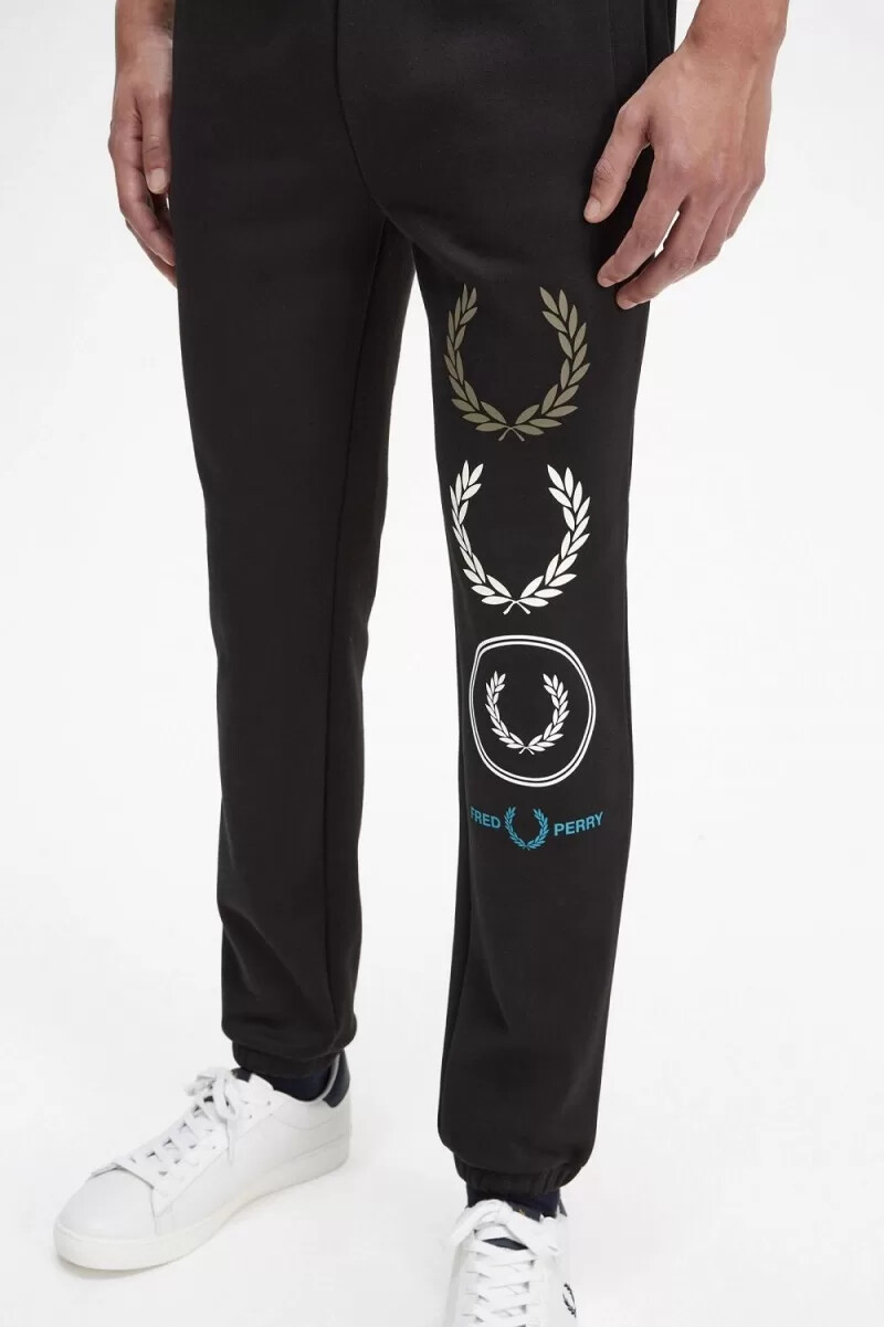 fred perry herren-sweatshirt mit grafikprint schwarz
