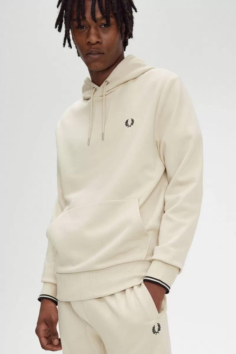 fred perry loopback sweat herrenhose haferflocken-schwarz