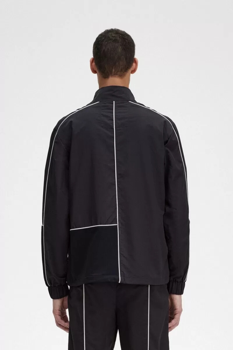 fred perry herrenjacken mit paspelierung schwarz