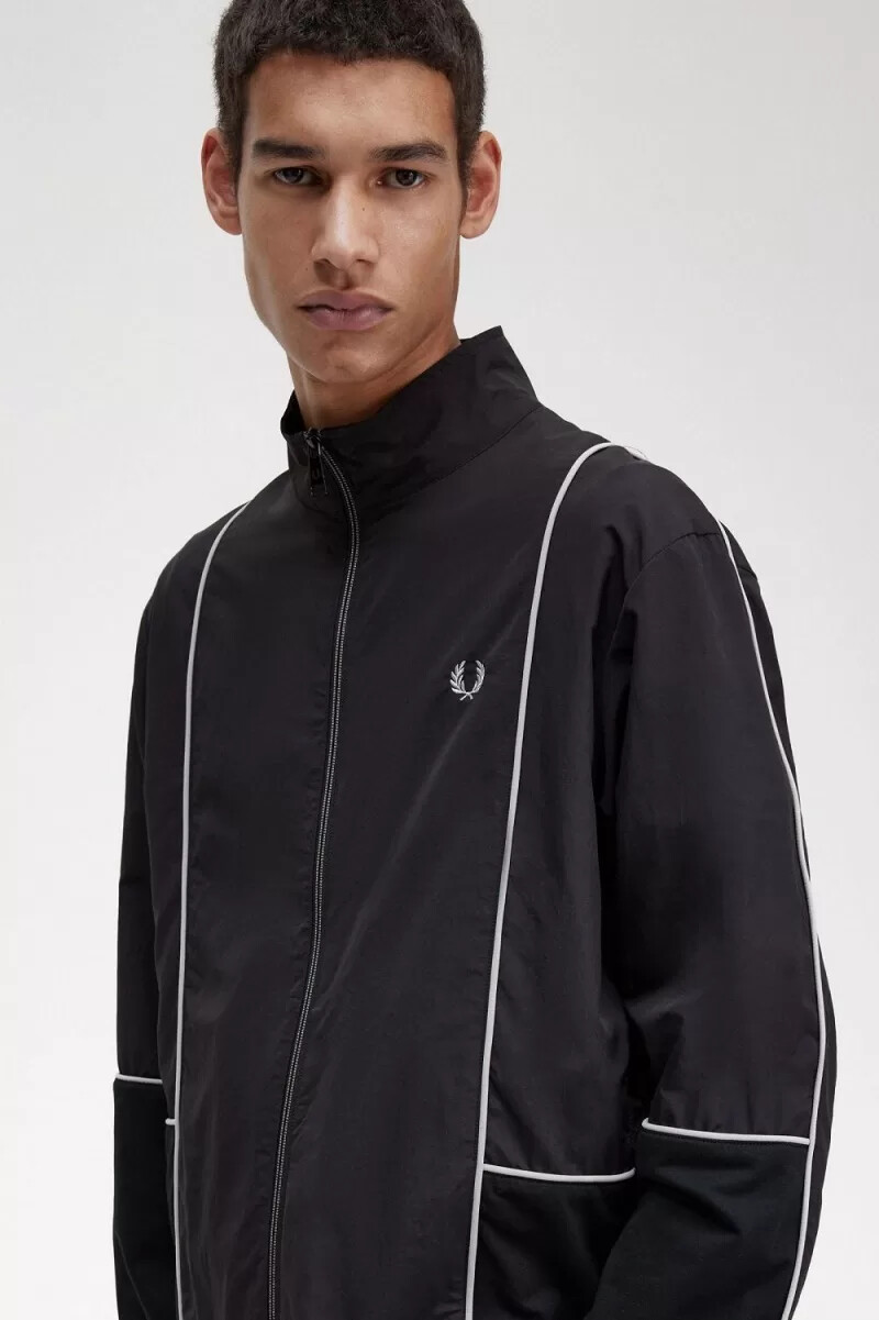 fred perry herrenjacken mit paspelierung schwarz