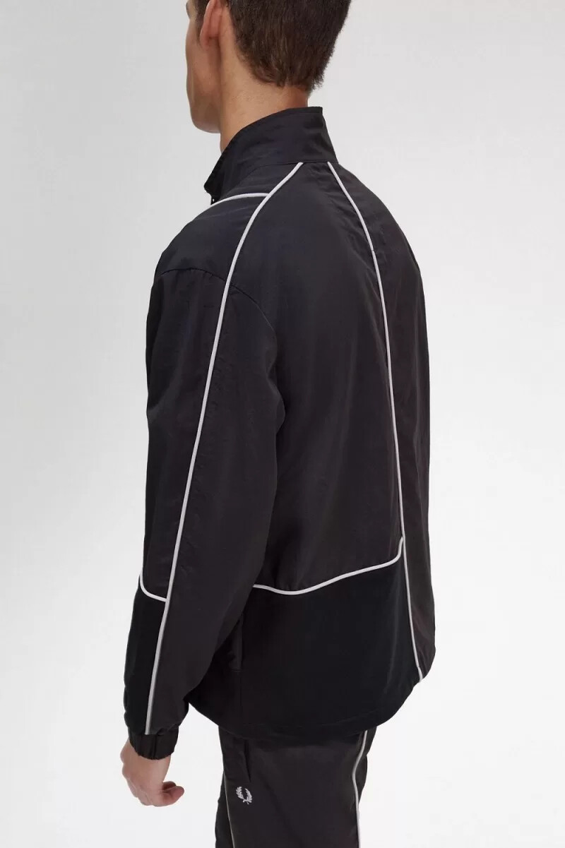 fred perry herrenjacken mit paspelierung schwarz
