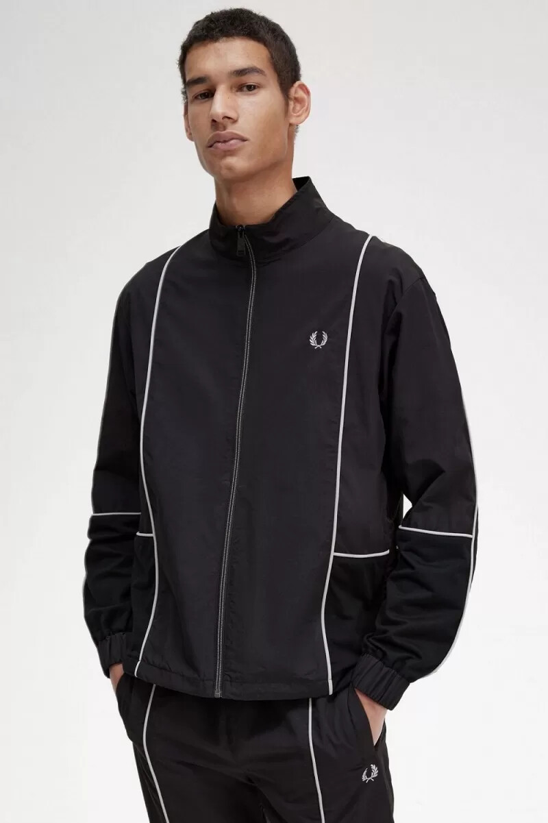 fred perry herrenjacken mit paspelierung schwarz