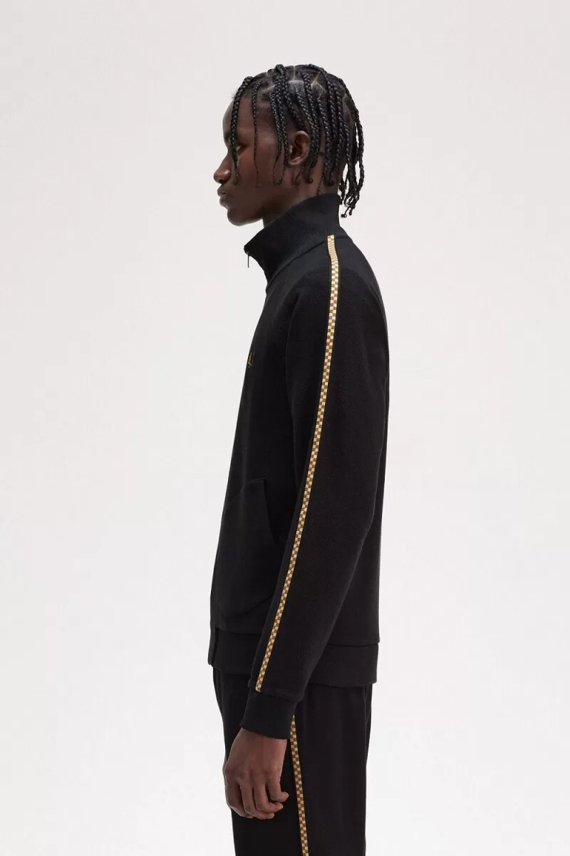 fred perry herrenjacken mit schachbrettmuster schwarz