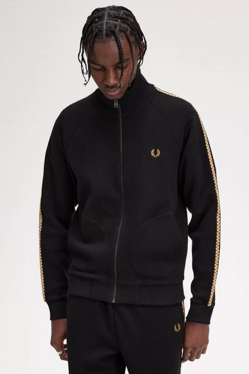 fred perry herrenjacken mit schachbrettmuster schwarz